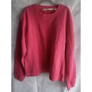 Tommy‎ Hilfiger Women's large Crewneck Sweater Pink Winter Fall Flag Logo Basic